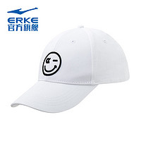 ERKE 鸿星尔克 帽子新款男女奇弹仔潮流鸭舌帽遮阳帽运动休闲棒球帽帽子白