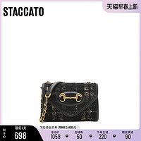 STACCATO 思加图 2022秋季新款复古格纹小方包单肩斜跨包时尚链条包X2770CX2