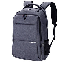 维多利亚旅行者电脑包双肩包男士15.6英寸笔记本包防泼水大容量书包商务双肩背包V906usb灰色