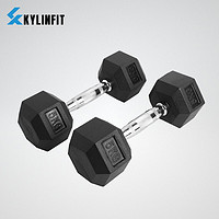 KYLINFIT 铸铁包胶六角哑铃男士1kg到35kg全规格家用健身器材 8kg单只
