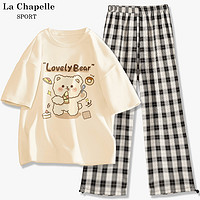 抖音超值购：La Chapelle 休闲运动服套装女夏季2023年新款初中生盐系炸街两件套J