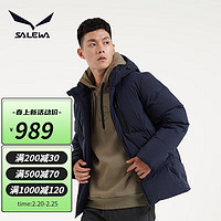 SALEWA 沙乐华 户外羽绒服男保暖加厚连帽防风冬季徒步登山外套SWADI91046 幕深蓝 3XL