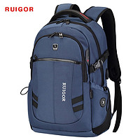 RUIGOR 瑞戈 瑞士背包男士双肩包大容量初高中学生书包商务旅行包笔记本电脑包 蓝色标准版