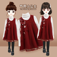 女童汉服春秋季儿童毛衣背心裙子套装原创女宝中国风连衣裙公主裙
