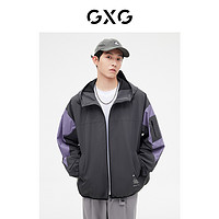 抖音超值购：GXG 男装 灰紫拼色连帽夹克外套印花 2023年春季新品#10E1210023L
