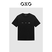 抖音超值购：GXG 男装 商场同款黑色短袖T恤个性 2023年春季新品#GE1440077A