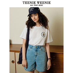 TEENIE WEENIE TeenieWeenie小熊蓝色牛仔裤直筒裤浅色短裤宽松韩版显瘦女夏新款