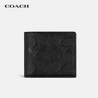 COACH 蔻驰 奢侈品 男士钱包皮质 黑色 短款 F75371BLK