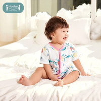i-babyibaby儿童睡衣婴儿短袖连体衣恒温春夏宝宝纱布家居服薄夏季 蜜蜂寻莓 66cm