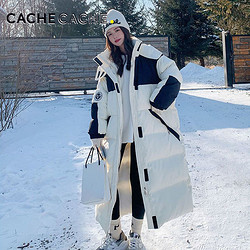 CACHE CACHE 捉迷藏 冬季工装款棉衣女长款过膝潮牌羽绒棉服宽松大码外套