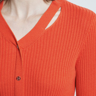 DKNY 唐可娜儿 女士V领针织衫 W2404JJ230C870 橘红色 XL