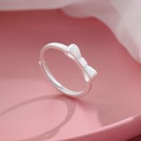 925纯银少女蝴蝶结戒指 小众设计感甜美小清新素圈指环食指戒礼物