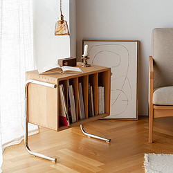 Jimu Furniture 及木 家具 北欧简约榉木樱桃木黑胡桃悬浮杂志柜边几实木边柜DG024
