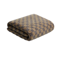 SANLI 三利 3498 棋盘格浴巾 75*140cm 460g 紫木槿