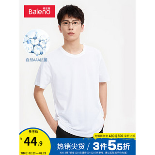 Baleno 班尼路 男女款圆领短袖T恤 88102265 白色 M