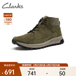Clarks 其乐 男士短筒工装靴 261642277 深橄榄绿色 45