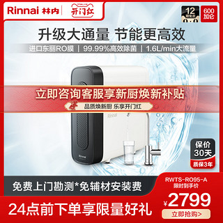 Rinnai 林内 净水器 厨下式RO反渗透 家用纯水机直饮机低废水600G wifi智能换芯提醒 RWTS-RO95-A