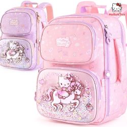 凯蒂猫儿童配饰_Hello Kitty 凯蒂猫 小学生书包女童一三四年级公主女孩减负小学生儿童双肩背包多少钱-什么值得买