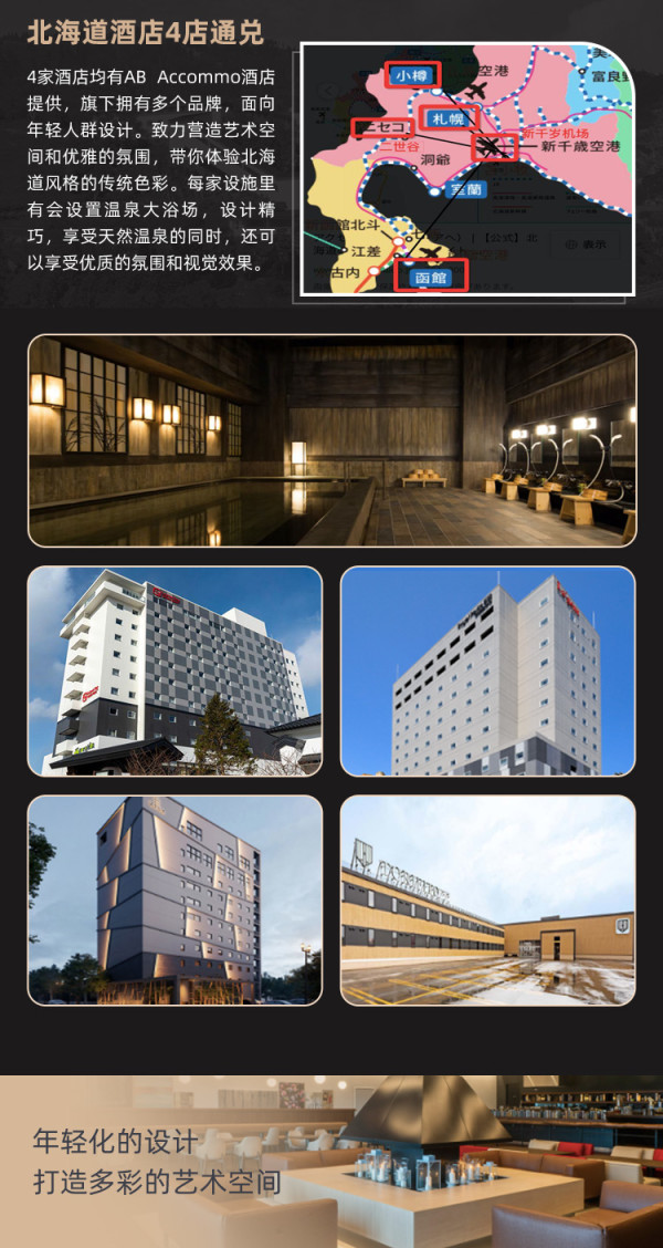 畅泡日式温泉!日本东京/大阪/京都/北海道7店2晚通兑