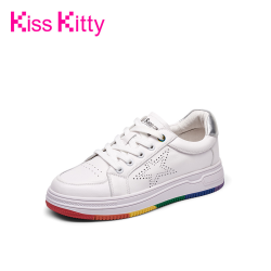 Kiss Kitty 新款运动休闲圆头彩虹底舒适透气板鞋小白鞋百搭休闲鞋