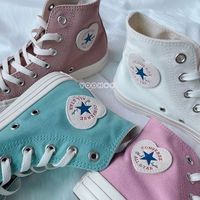 日版匡威CONVERSE HEARTPATCH 日本限定情人节粉色爱心高帮帆布鞋