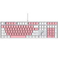 Dareu 达尔优 108机械合金板-粉白色轴青轴女生专用 游戏键盘 机械键盘