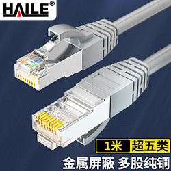 HAILE 海乐 超五类网线 HT-508-1M 纯无氧铜线芯 单屏蔽成品网络跳线 灰色 1米
