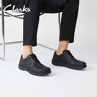 Clarks 其乐 男士春季真皮潮流低帮舒适透气厚底休闲皮鞋男 黑色 203390087 41