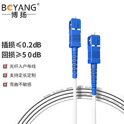 BOYANG 博扬 BY-SC/SC-30M 电信级皮线光纤跳线 30米SC-SC室内单模单芯 1芯2钢丝低烟无卤网线光纤线