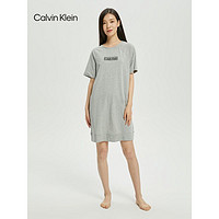 Calvin Klein 内衣夏季女士时尚标志性方框LOGO刺绣圆领短袖家居睡裙QS6800 P7A-灰色 XS