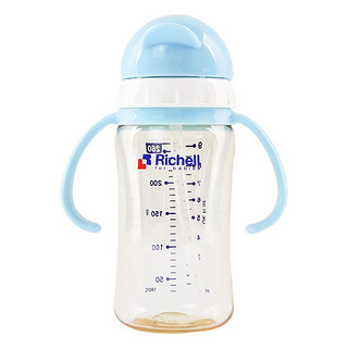 Richell 利其尔 儿童吸管杯 带手柄  260ml 天蓝