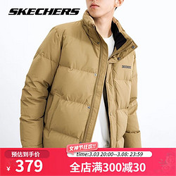 SKECHERS 斯凯奇 羽绒服男女士情侣款冬季新品淡棕色保暖加绒加厚外套 L321M168-01N2 L