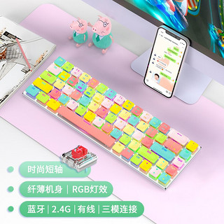 XINMENG 新盟 RF68mini 68键 2.4G蓝牙 多模无线机械键盘 白色 国产矮红轴 RGB