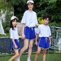 童非得衣 亲子装 夏季儿童短袖休闲套装 男女童薄款短袖短裤休闲家居服