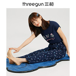 THREEGUN 三枪 [1/2条装]三枪睡裤女春夏纯棉甜美印花透气女士七分裤长裤家居裤