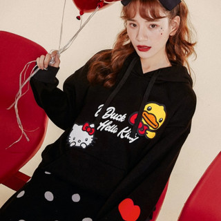 B.Duck HelloKitty联名系列 女士连帽卫衣 3825WTB298-8000 黑色 XS