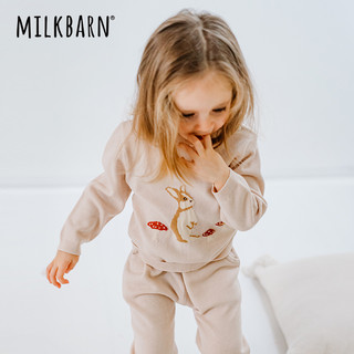 Milkbarn2023宝宝春秋长袖上衣儿童毛衣男童保暖打底衫女童新年款