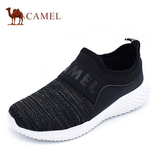 骆驼（CAMEL）女鞋夏季款轻便网面透气套脚运动休闲鞋日常户外旅游营地鞋 黑色/灰色 35