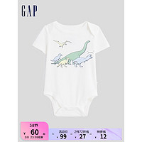 Gap 盖璞 新生婴儿纯棉印花包屁连体衣832700夏季款儿童装 白色 59cm(3-6月)