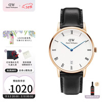 丹尼尔惠灵顿(DanielWellington)DW手表男 个性定制腕表 生日礼物送男友 34MM金色罗马盘黑带DW092