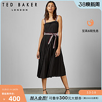 TED BAKER 女士时尚简约纯色吊带蝴蝶结腰带百褶裙连衣裙155593