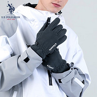 us polo assn U.S.POLO ASSN.毛线手套男士秋冬季保暖防风骑行手户外旅游保暖滑雪手套男礼盒装 UPST-M2022010 灰色-漏指款