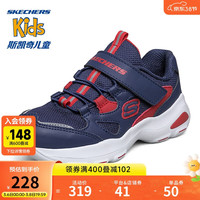 SKECHERS 斯凯奇 男童潮流撞色熊猫鞋老爹鞋运动鞋 660055L NVRD海军蓝色/红色 37