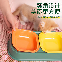 PAKEWAY 派可为 猫碗猫食盆饭盆狗碗防打翻斜口护颈猫粮盆不锈钢猫碗陶瓷宠物用品