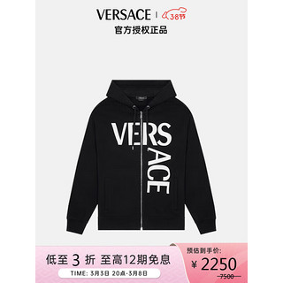 VERSACE 范思哲 21秋冬 男士LOGO连衣帽衫 1001083-1A00719-1B000 黑色 L码