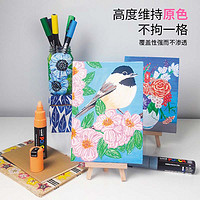 日本进口uni三菱POSCA宝色嘉PC-3M单支套装水性丙烯马克笔可叠色记号笔POP海报广告麦克笔涂鸦美术专业彩绘笔 3M
