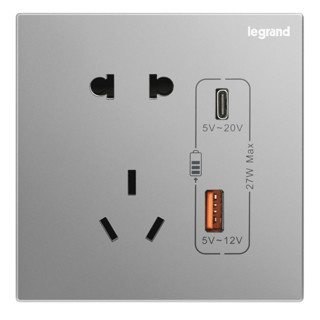 legrand 罗格朗 逸景系列 深砂银27W Type A+C 充电插座