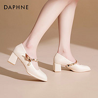 DAPHNE 达芙妮 高跟鞋女2023年新款鞋子女秋玛丽珍小皮鞋粗跟女鞋法式单鞋