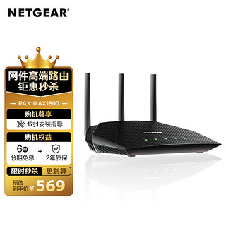 NETGEAR 美国网件 网件（NETGEAR）RAX10  wifi6无线路由器千兆电竞/家用电竞/高速覆盖/双频四核