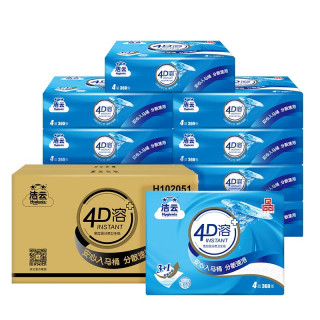 洁云 Hygienix 洁云 4D溶+卫生纸 速溶厕纸替代卷纸 水溶性加厚4层 90抽*10包